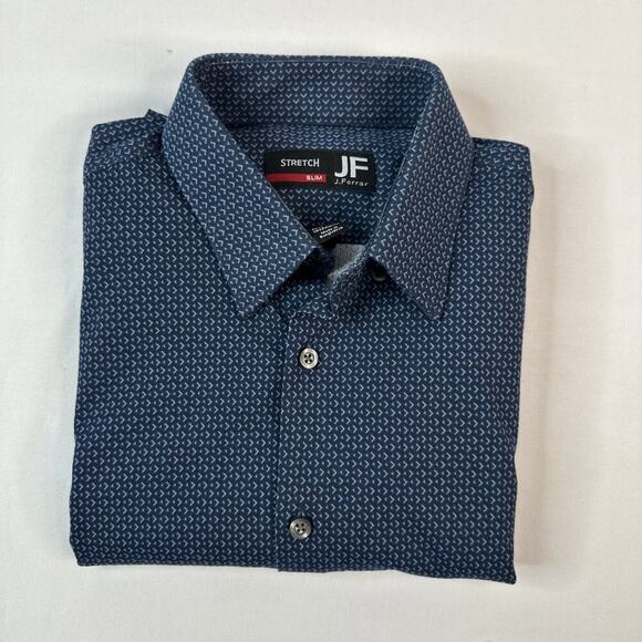 J. Ferrar Slim Fit Blue Long Sleeve Button-Up Shirt Small Sleeve 100% Cotton New - Picture 1 of 9